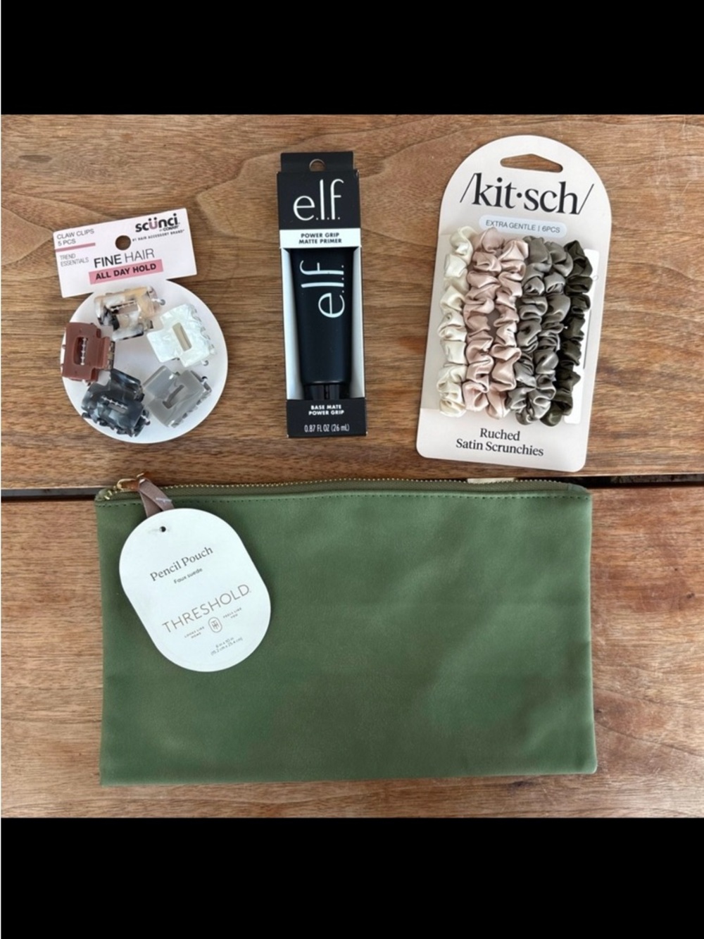 Stuffed Makeup Pouch $60 Value with Threshold, ELF, Kitsch, and Scunci